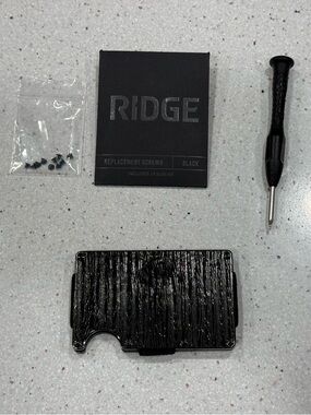 Ridge Black Damascus Stainless Steel 304 RFID Wallet Leather Cash Strap & Screws